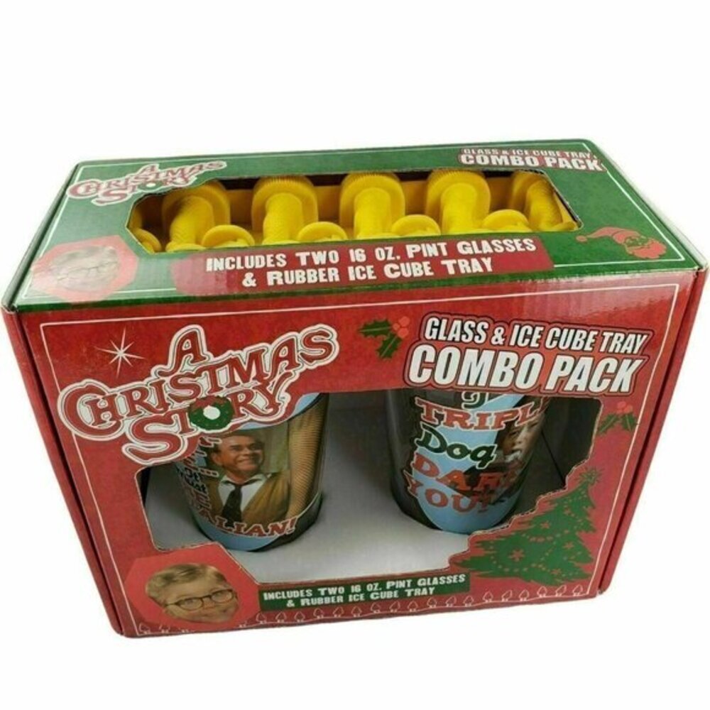 A Christmas Story Glass and Lamp Ice Cube Tray Combo Pack‎ Collectible Brand New